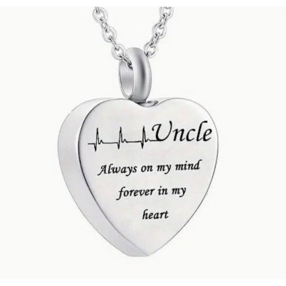 Uncle Memory Heart Cremation Urn Pendant Necklace For Ashes